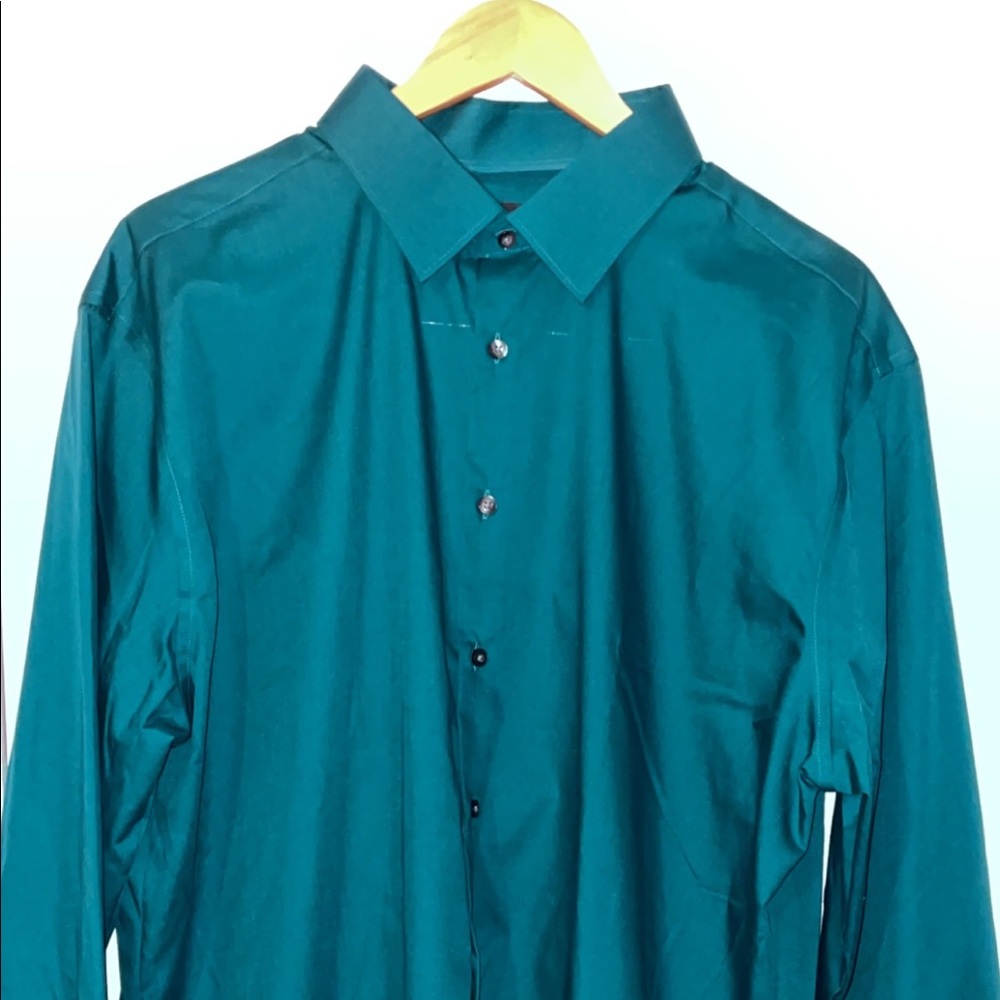Dark Teal Pinpoint Collar Dress Shirt. SLIM FIT. Neck Sz 18-18.5 Sleeve 34/35.